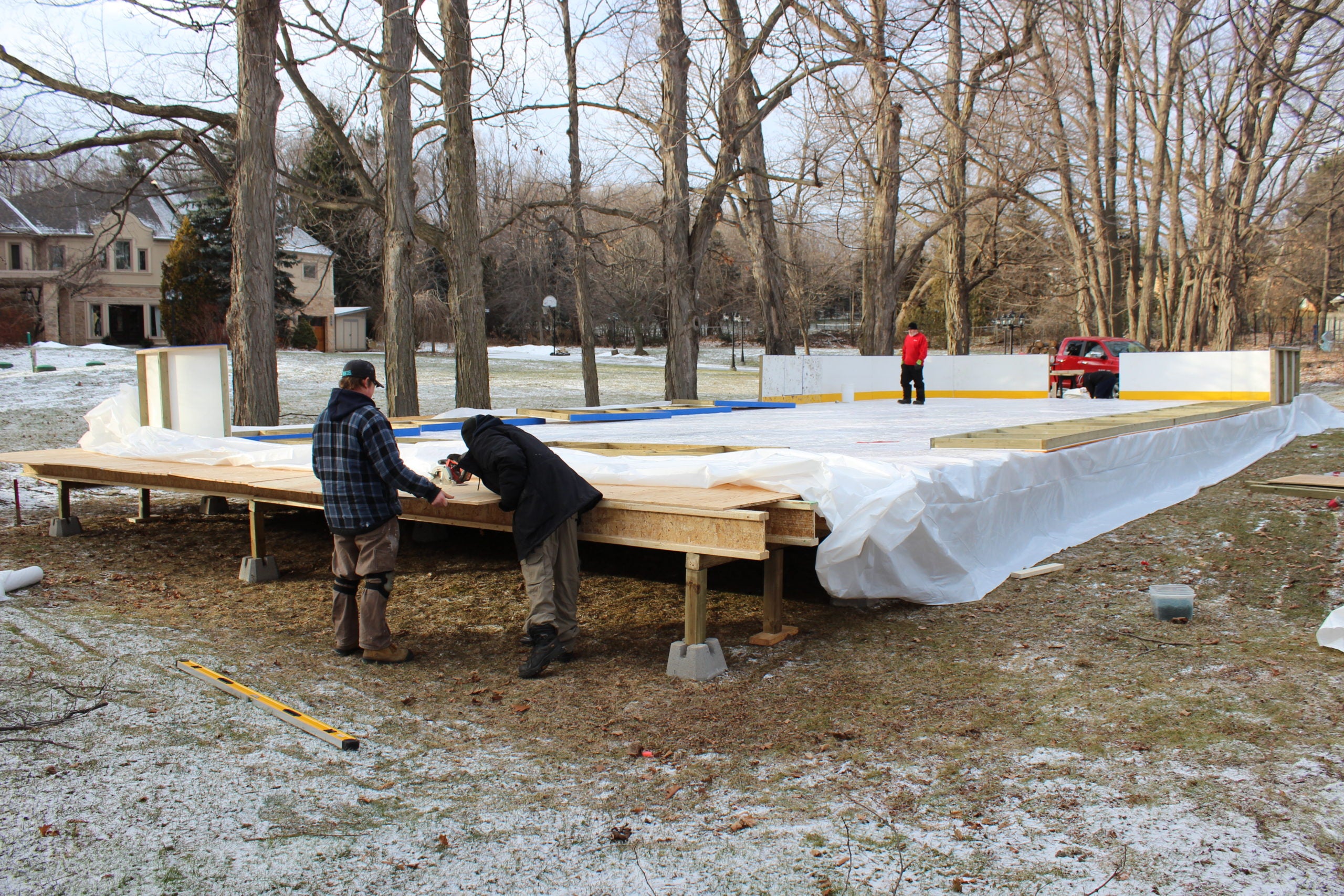Rink installation crew