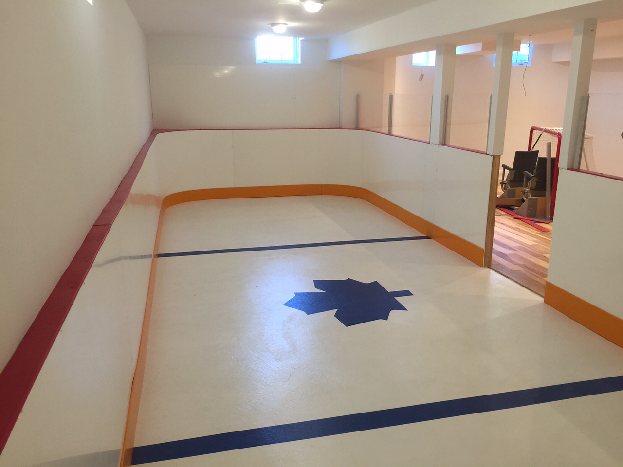 Basement Hockey Rink with Synthetic Ice